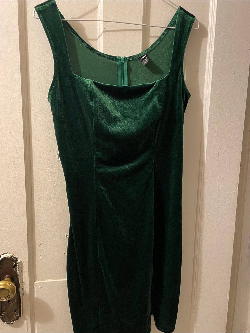 SHEIN Emerald Green Velvet Midi Dress